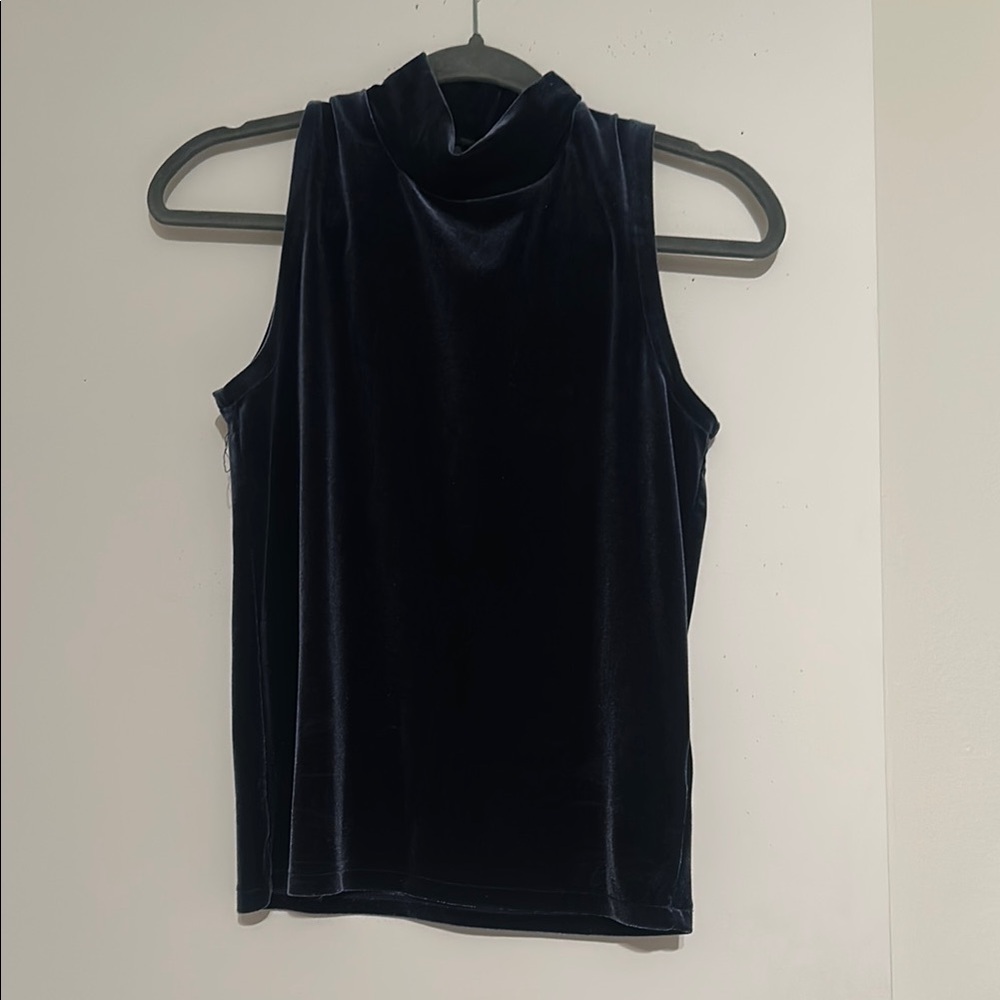 J. Crew Navy Mock Neck Velvet Tank Top